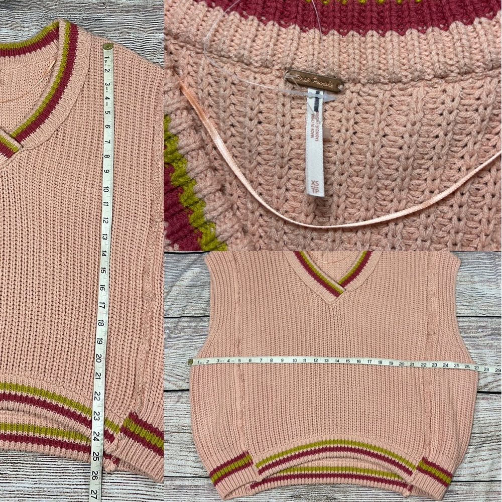 NEW Free People Slouchy Sweater Oversized Tunic Mini V-Neck Cotton Blend Pink XS - Picture 15 of 16